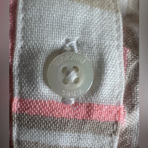 Vineyard Vines Womens 6 Peach Beige White Blouse Shirt Beach Coastal Core Ocean - Picture 7 of 8